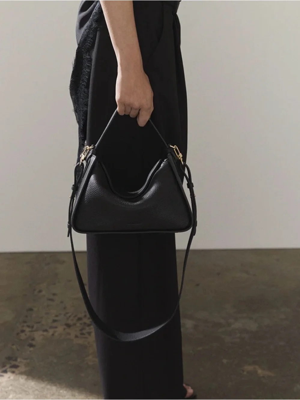 The Horse Clementine Bag in Black Pebbled Leather with Gold - Picture 8 of 8